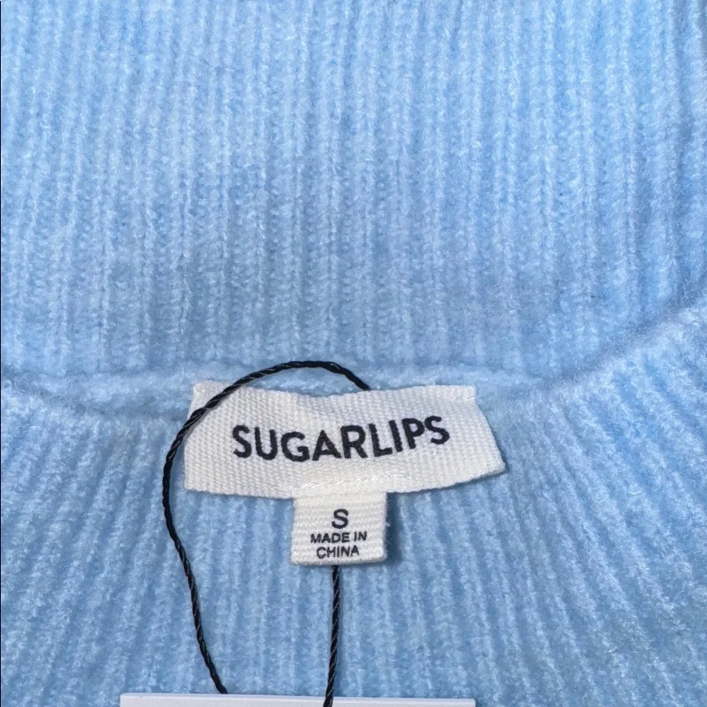 Sugarlips Sky Blue Heart Sweater, Size S - Picture 5 of 6